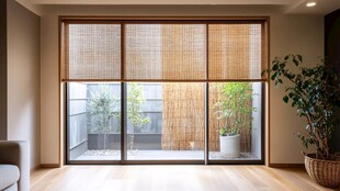 日式风格客厅的竹帘阳台