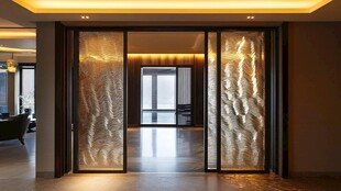 现代风格精美波纹玻璃隔断