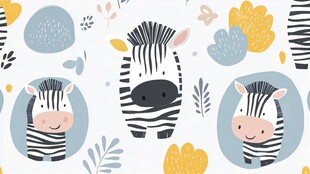 可爱斑马卡通图案背景