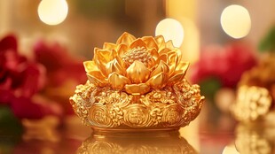 金色莲花摆件 精致吉祥