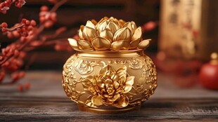 金色莲花香炉 古典雅致