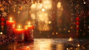 温馨圣诞烛光装饰场景