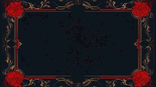 黑金红玫瑰华丽边框背景