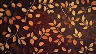 秋日树叶藤蔓精美图案