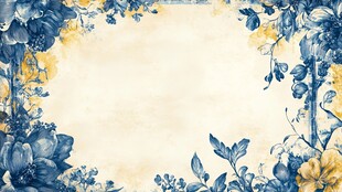 蓝黄花卉边框背景图