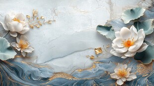 水墨荷花浮雕艺术背景图