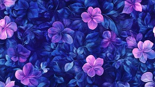 梦幻紫色花卉无缝背景图