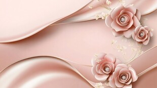 粉色柔美丝带花朵背景图