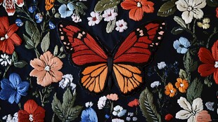 蝴蝶花卉刺绣图案布料