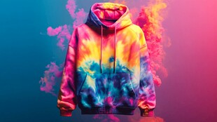 多彩扎染连帽卫衣展示