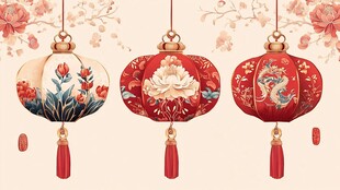 中式传统灯笼 精致花卉纹饰