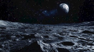 月球表面与星空壮丽景象