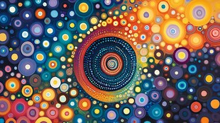 多彩圆圈构成的绚丽漩涡