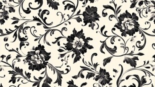 黑白花卉复古风花纹图案