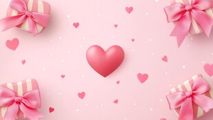 粉色浪漫爱心与礼品盒