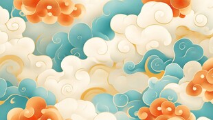 中式多彩祥云背景图案