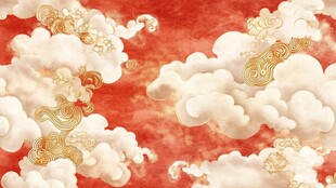 红色云纹中式背景图