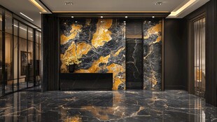 奢华黑金大理石玄关设计