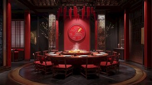 中式豪华火锅包间场景