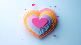 多彩立体爱心梦幻背景图