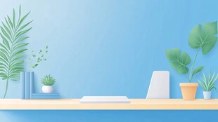 清新绿植装点的办公桌面