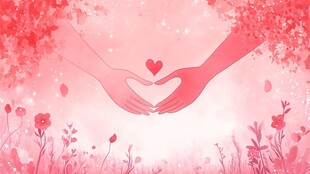 浪漫牵手爱心花卉背景图