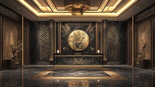 中式奢华大厅前台设计