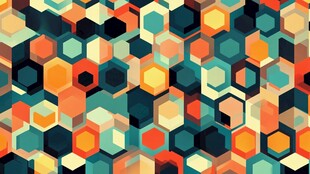 多彩六边形几何图案背景