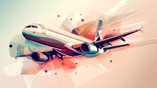 动感飞行飞机艺术插画