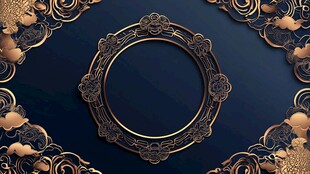 深蓝背景金色中式装饰框