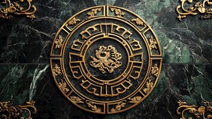 中式古典圆形金属装饰图案