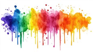 彩虹水彩泼墨艺术效果