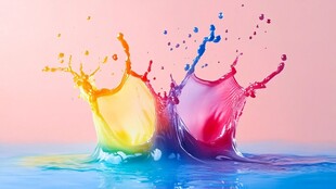 彩色墨水碰撞瞬间