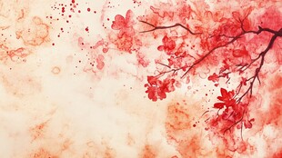 水墨风红枫烂漫背景图