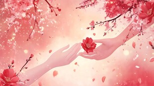 浪漫牵手 繁花相伴的美好