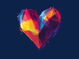 多彩多边形爱心图案
