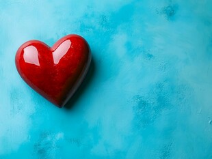 蓝色背景上的红色爱心
