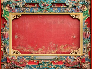 中式雕花红底装饰框架