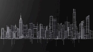 城市建筑线稿轮廓图