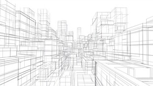 线条勾勒的抽象城市景观