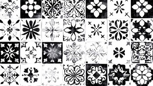 黑白花卉几何图案素材集