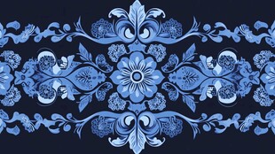 蓝调花卉复古风精美纹饰