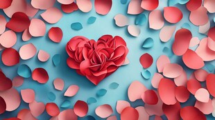 心形玫瑰花瓣浪漫场景