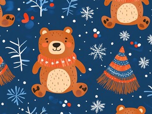 可爱小熊冬日图案背景