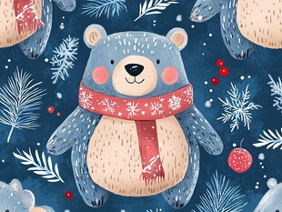 可爱小熊的冬日图案