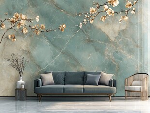 玉兰花大理石风客厅背景墙