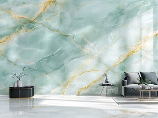 轻奢绿金大理石纹理背景墙
