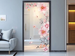唯美桃花入户门装饰画