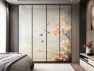 新中式花鸟图案衣柜卧室图