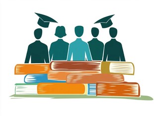 毕业学子与知识书籍相伴